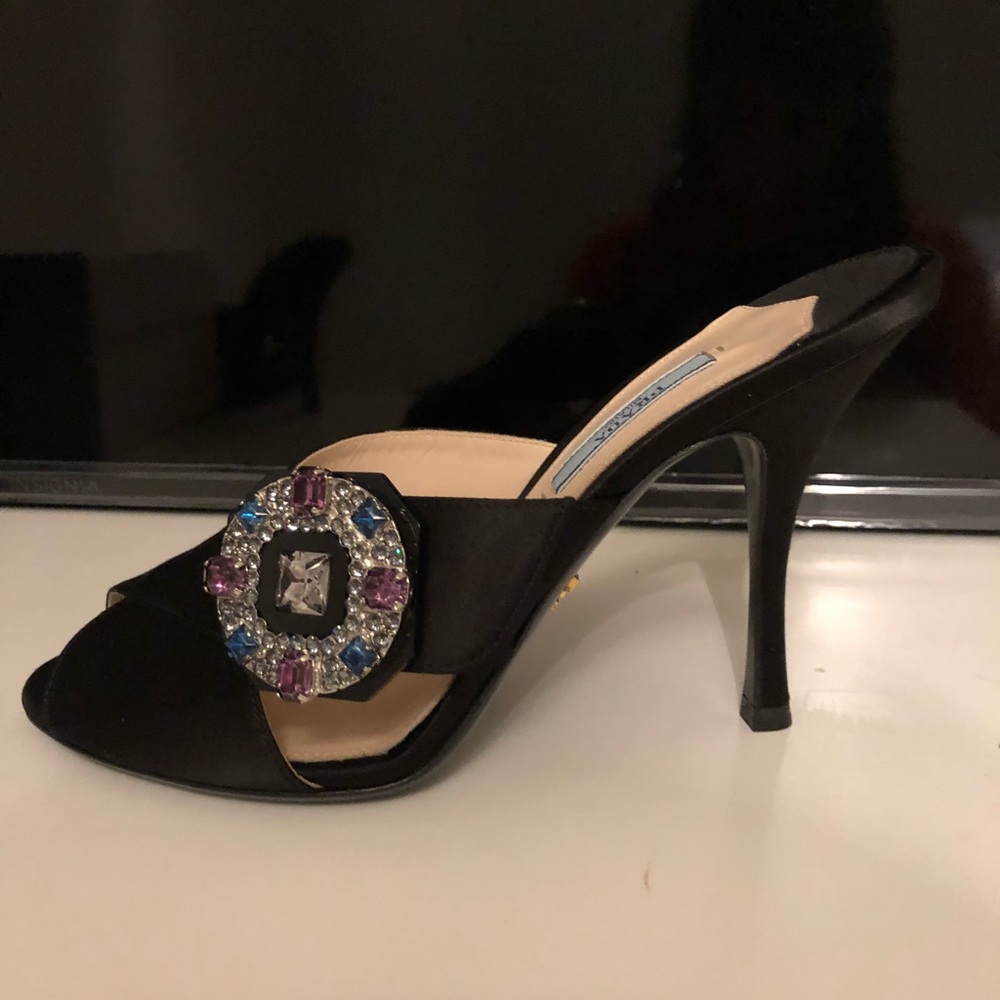 Prada black embellished mule